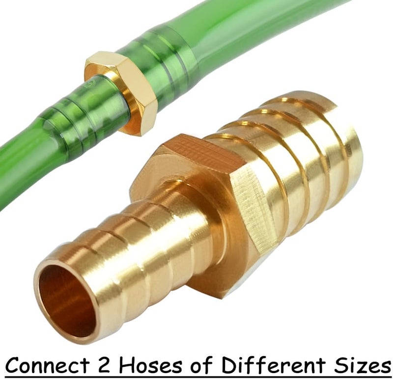 Uenede 4PCS Brass 5/32" to 1/4" OD Barb Reducer Barbed Hose Fittings Hex Reducing Splicer Mender Fitting for Water/Oil/Gas - Image 3